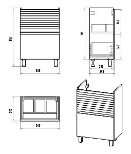 Тумба с раковиной Misty Форест - 60 Э-Фор-07060-0219-2Я светлое дерево/серый для ванной в интернет-магазине Sanbest