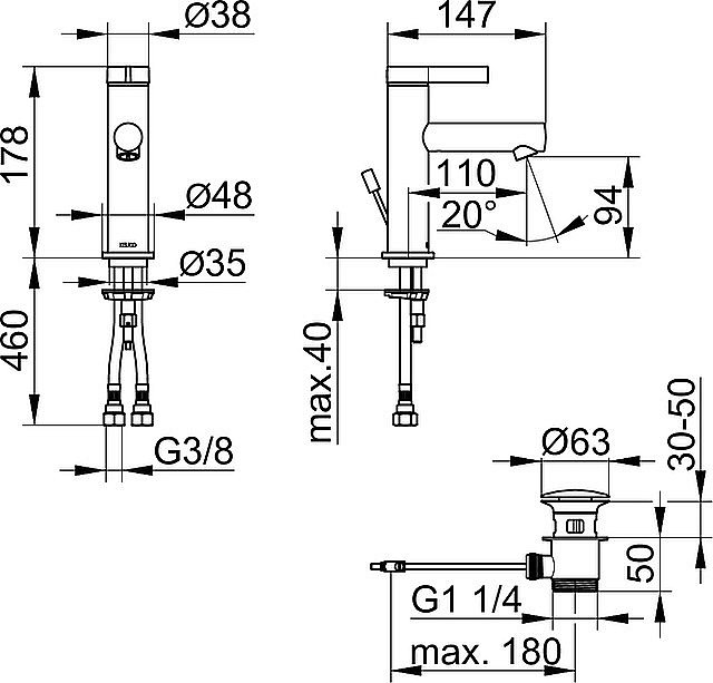 Смеситель для раковины KEUCO IXMO PURE 59502371000 черный матовый купить в интернет-магазине сантехники Sanbest