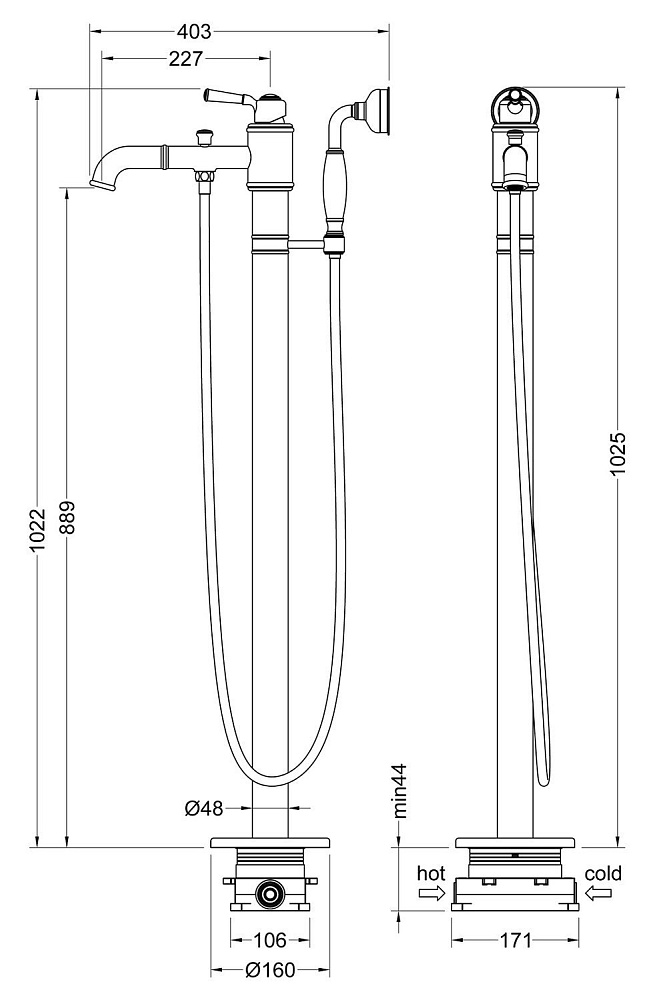 Смеситель для ванны Timo Arisa 5300/02Y-CR бронза купить в интернет-магазине сантехники Sanbest