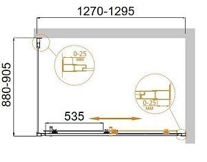 Душевой угол Cezares MOLVENO-AH-11-130/90-C-Cr-IV стекло прозрачное/профиль хром купить в интернет-магазине Sanbest