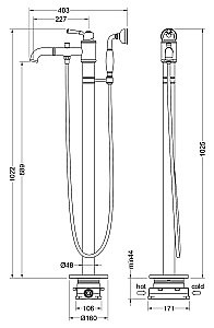 Смеситель для ванны Timo Arisa 5300/02Y-CR бронза купить в интернет-магазине сантехники Sanbest