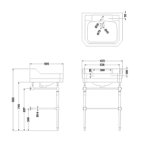 Консоль с раковиной Burlington Edwardian B5 1TH золото для ванной в интернет-магазине сантехники Sanbest