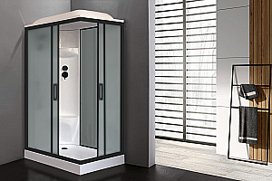 Душевая кабина Royal Bath RB 8120HP6-GC-BL 80x120 стекло матовое/профиль черный купить в интернет-магазине Sanbest
