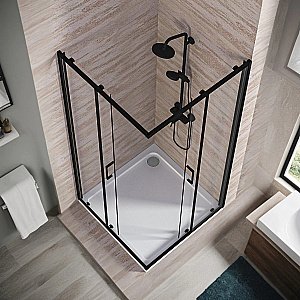 Душевой уголок Good Door Lite 90х90 ЛТ00024 стекло прозрачное/профиль черный матовый купить в интернет-магазине Sanbest