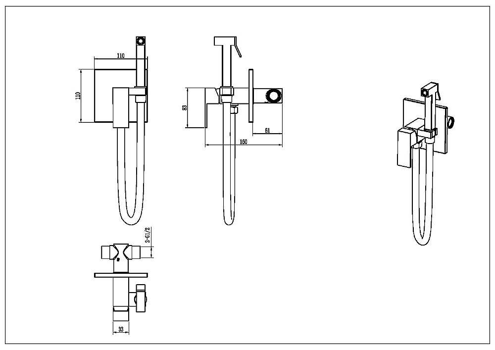Гигиенический душ Boheme Qubic 477-MG матовое золото купить в интернет-магазине сантехники Sanbest