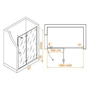 Душевая дверь RGW Stilvoll SV-004B 140 353200414-24 стекло матовое-сатинат/профиль черный купить в интернет-магазине Sanbest