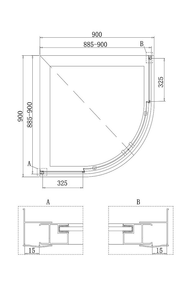 Душевой уголок BelBagno DUE-R-2-90-P-Cr 90х90 стекло текстурное/профиль хром купить в интернет-магазине Sanbest