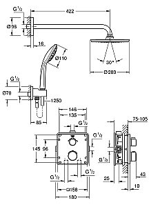 Душевой набор Grohe Grohtherm 34734000 купить в интернет-магазине сантехники Sanbest