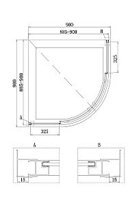 Душевой уголок BelBagno DUE-R-2-90-P-Cr 90х90 стекло текстурное/профиль хром купить в интернет-магазине Sanbest