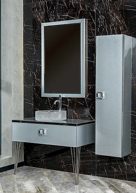 Пенал Armadi Art LUCIDO 772-SL 35 серебро для ванной в интернет-магазине сантехники Sanbest