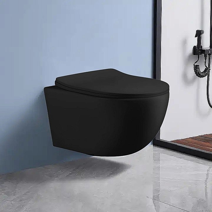 Унитаз подвесной CeruttiSpa ORLTER Aria MBF CT10017 безободковый, с крышкой микролифт, черный матовый купить в интернет-магазине Sanbest