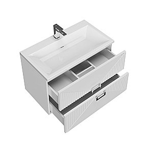 Тумба с раковиной подвесная Grossman ЛУКСОР 70 с 2-я ящ, белая матовая для ванной в интернет-магазине Sanbest