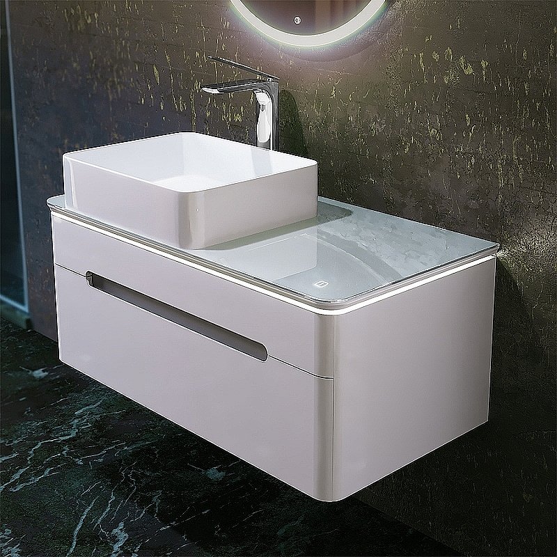 Тумба с раковиной Jorno Shine 90 белая для ванной в интернет-магазине Sanbest