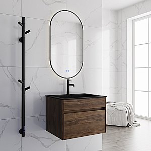 Тумба с раковиной Vincea Chiara 60 VMC-2C600CO/VCB-13600B тёмный дуб/раковина черная для ванной в интернет-магазине Sanbest