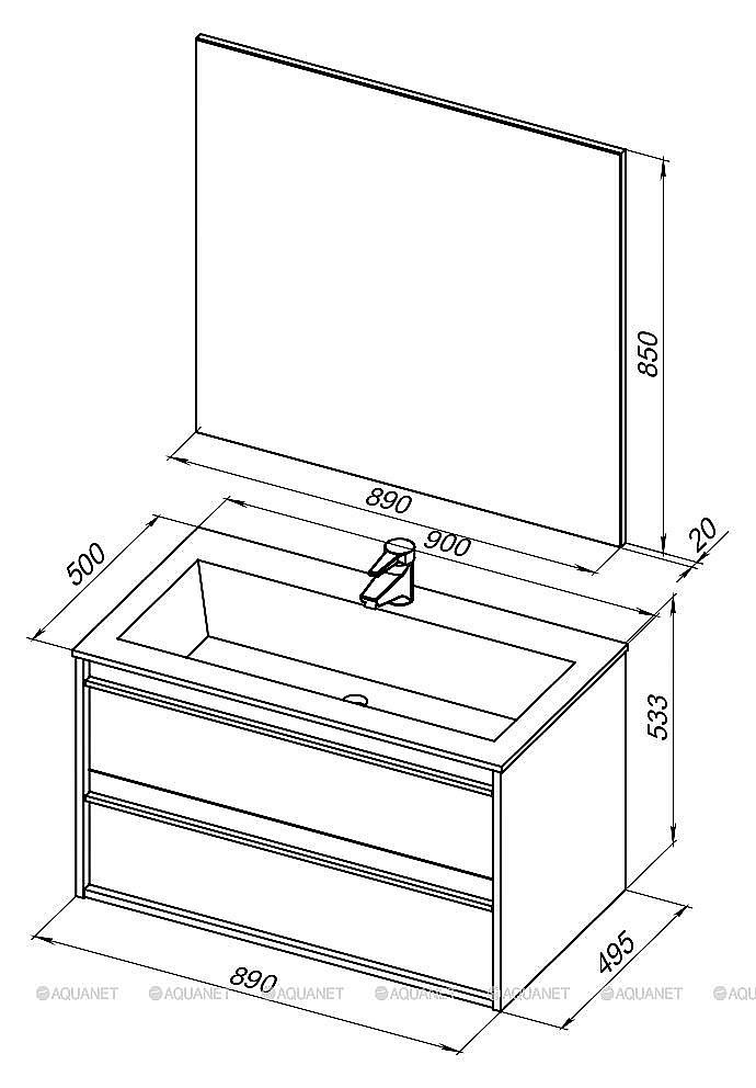 Тумба с раковиной Aquanet Lino 90 белая матовая для ванной в интернет-магазине Sanbest
