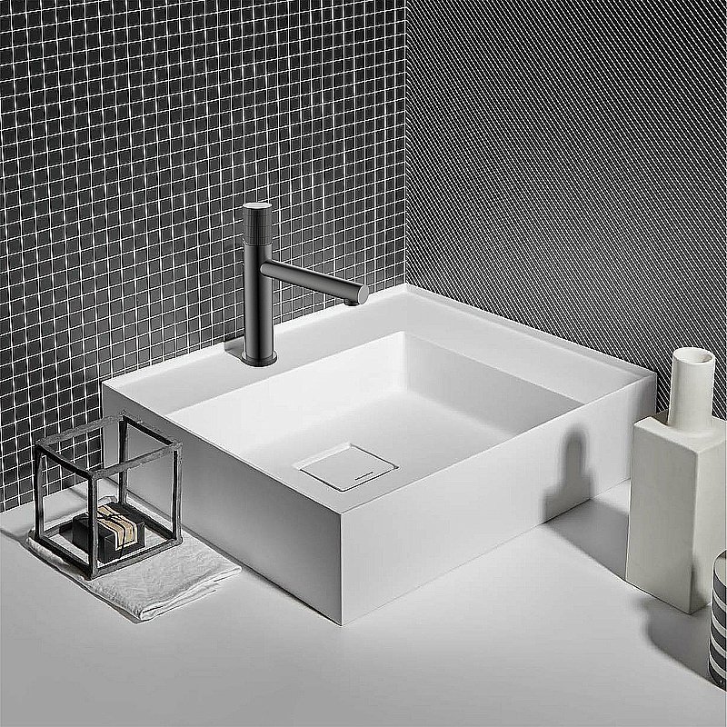 Смеситель для раковины Vincea Groove VBF-4G1GM вороненая сталь купить в интернет-магазине сантехники Sanbest