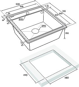 Кухонная мойка Paulmark STEPIA 50 + коландер ADVANCE PM115051-AN+A375-BS антрацит купить в интернет-магазине сантехники Sanbest