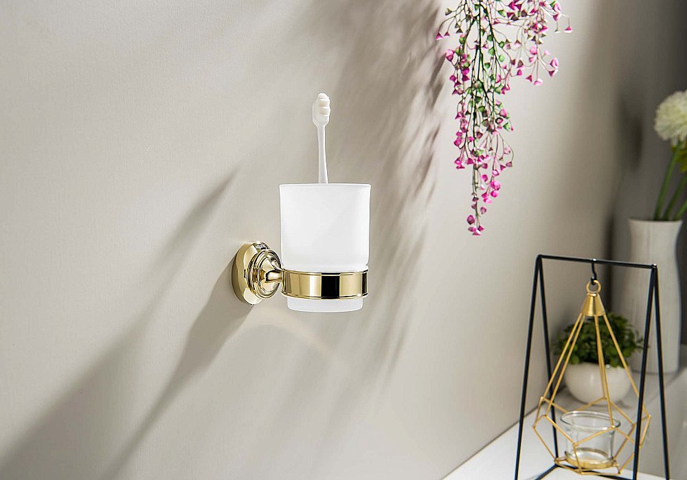 Стакан Aquatek Классик AQ4504PG стекло матовое/золото полированное купить в интернет-магазине сантехники Sanbest