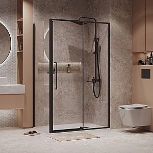 Душевой уголок Niagara Nova NG-85-12AB/NG-A100B-34 120х100 стекло прозрачное/профиль черный матовый купить в интернет-магазине Sanbest