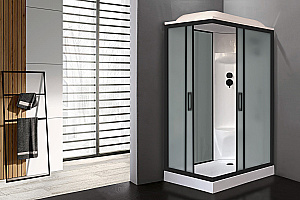 Душевая кабина Royal Bath RB 8120HP6-GC-BL 80x120 стекло матовое/профиль черный купить в интернет-магазине Sanbest