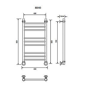 Полотенцесушитель водяной Veconi Voga V8040CH хром купить в интернет-магазине сантехники Sanbest