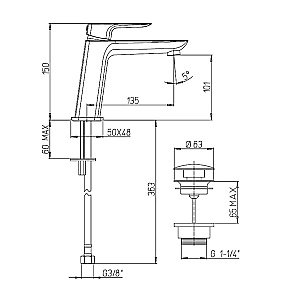 Смеситель для раковины PAINI Nove 09CR211MESR хром купить в интернет-магазине сантехники Sanbest