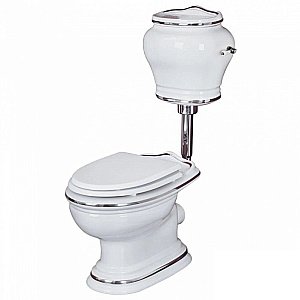 Унитаз Migliore Milady 20886 с низким бачком выпуск в стену белый/декор платина/ручка хром купить в интернет-магазине Sanbest