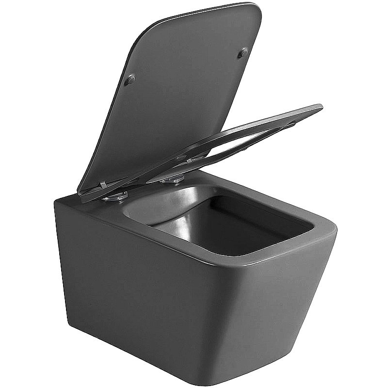 Унитаз Vincea Q-Line VT1-12MA безободковый, с крышкой микролифт, антрацит матовый купить в интернет-магазине Sanbest