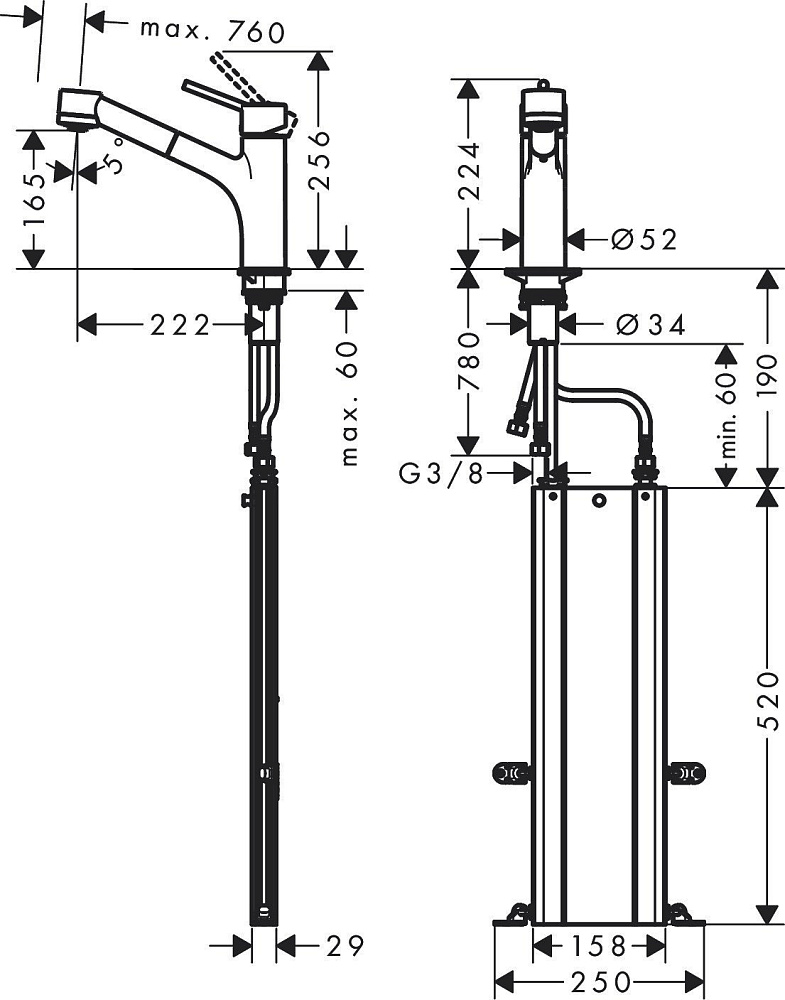 Смеситель для кухни Hansgrohe Talis M52 170 73860000 купить в интернет-магазине сантехники Sanbest