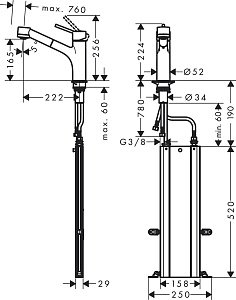 Смеситель для кухни Hansgrohe Talis M52 170 73860000 купить в интернет-магазине сантехники Sanbest