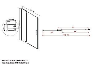 Душевая дверь Vincea Extra VDP-1E1011CLB 1000/1100 купить в интернет-магазине Sanbest