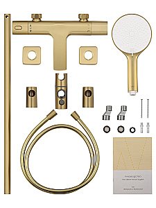 Смеситель для ванны с душевым гарнитуром и термостатом WONZON & WOGHAND SOLID, Брашированное золото (WW-C2011-A-BG) купить в интернет-магазине сантехники Sanbest