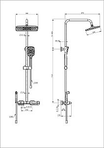 Душевая система с техническим душем и термостатом WONZON & WOGHAND MUSE Piano, Брашированное золото (WW-B4132-A-BG) купить в интернет-магазине сантехники Sanbest