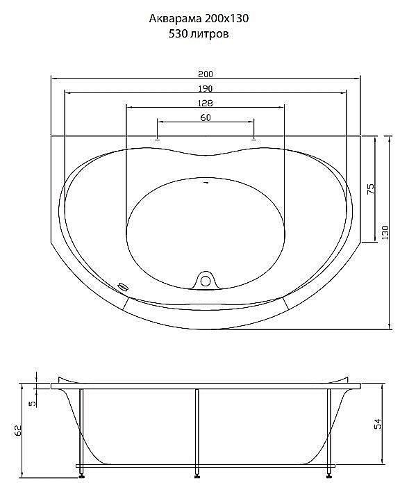 Гидромассажная ванна Aquatika Акварама Basic 200х130 купить в интернет-магазине Sanbest