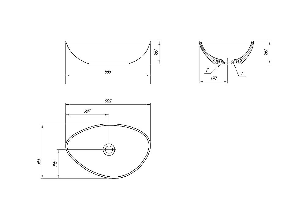 Раковина накладная Cersanit MODUO 57 63571 белая купить в интернет-магазине Sanbest