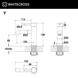 Смеситель для раковины WhiteCross Y Y1210BL черный матовый купить в интернет-магазине сантехники Sanbest