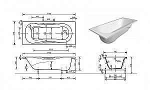 Ванна Эстет Элис 170х75 купить в интернет-магазине Sanbest