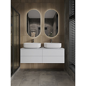 Тумба с раковиной Orange Otto 130 Ot-130TuMDF+B07-540W белая глянцевая для ванной в интернет-магазине Sanbest