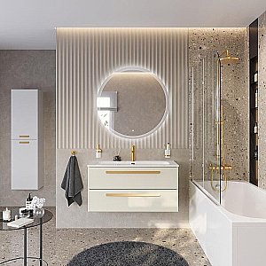 Тумба с раковиной Cezares ECO-CER-N 100 ECO-CER-N-1000-2C-SO-AS-P альпака брашированная для ванной в интернет-магазине Sanbest