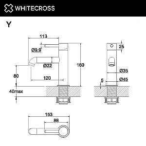 Смеситель для раковины WhiteCross Y Y1210BL черный матовый купить в интернет-магазине сантехники Sanbest