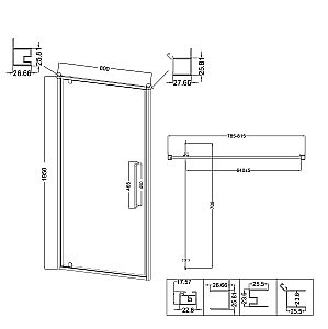 Душевой уголок Niagara Nova NG-85-8AB/NG-A90B-34 80х90 стекло прозрачное/профиль черный матовый купить в интернет-магазине Sanbest