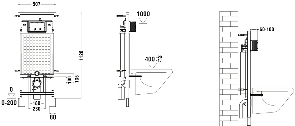 Унитаз с инсталляцией WeltWasser MARBERG 507 + NESENBACH 004 GL-WT + MAR 507 RD-WT купить в интернет-магазине Sanbest