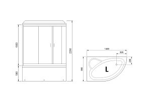 Душевая кабина Royal Bath RB140ALP-T 140x195 профиль белый/стекло прозрачное купить в интернет-магазине Sanbest