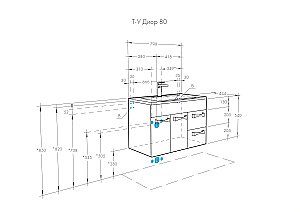 Тумба с раковиной Акватон Диор/Фабиа 80 белая глянцевая для ванной в интернет-магазине Sanbest