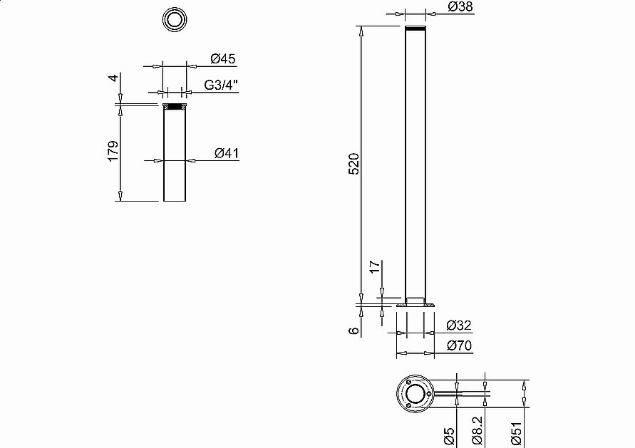 Декоративные трубы подвода воды Arcade W6 купить в интернет-магазине сантехники Sanbest