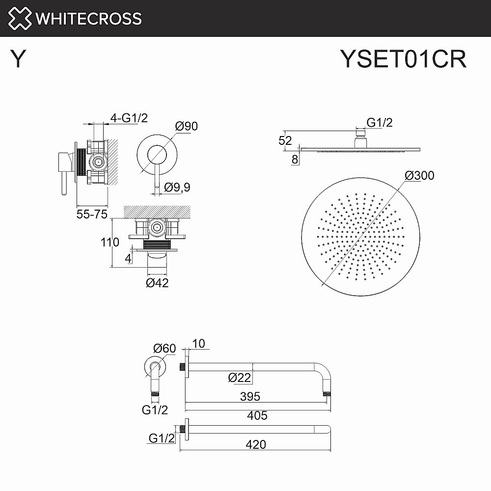 Душевая система WhiteCross Y YSET01CR хром купить в интернет-магазине сантехники Sanbest
