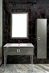 Консоль с раковиной Armadi Art LUCIDO 80 глянцевый графит для ванной в интернет-магазине сантехники Sanbest