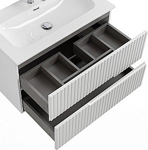 Тумба с раковиной Cezares DUET-N 80 DUET-N-800-2C-SO-BO белая матовая для ванной в интернет-магазине Sanbest