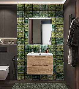 Тумба с раковиной BelBagno MARINO-CER-N-700-2C-SO-WO-P Rovere Bianco для ванной в интернет-магазине Sanbest