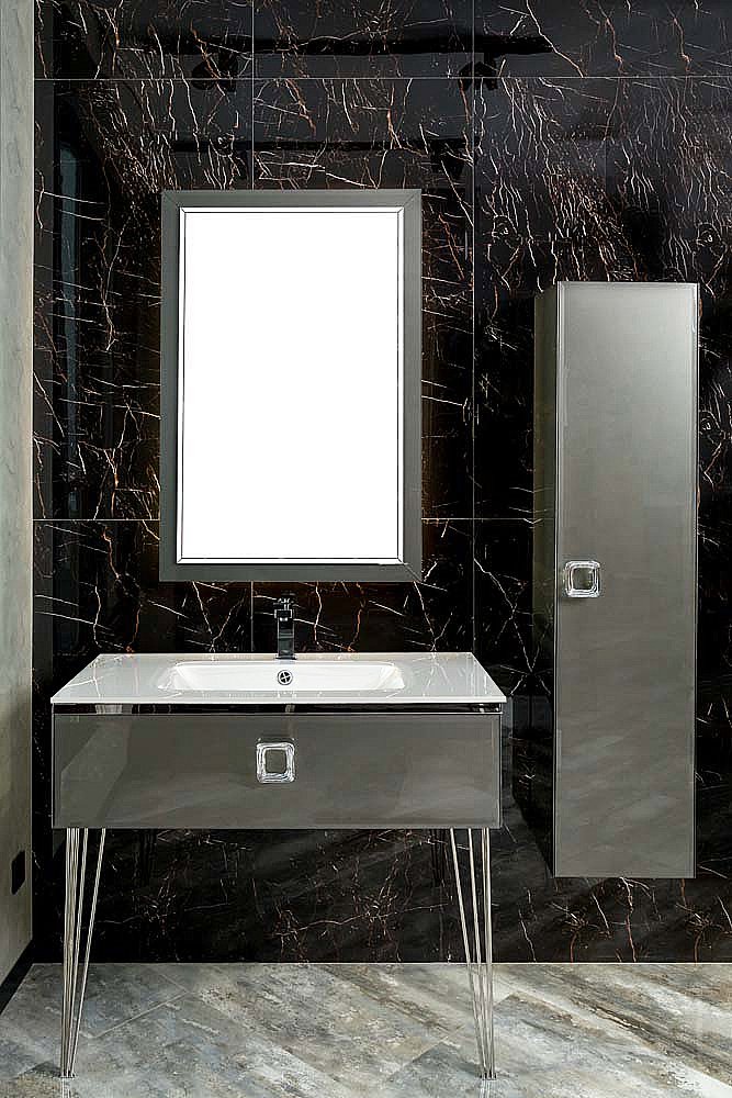 Консоль с раковиной Armadi Art LUCIDO 80 глянцевый графит для ванной в интернет-магазине сантехники Sanbest